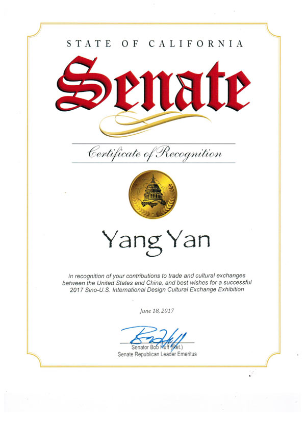 美国加州政府特别荣誉证书